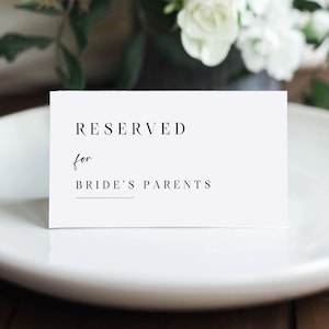 Reserved Sign Template, Editable Minimalist Wedding Reserved Sign, Modern Reserved Sign, DIY Reserved Signs, Digital Download Canva #EM