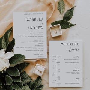 Minimal Wedding Order Of Events Card Template Download, Printable Wedding Timeline Card With Icons Template, Wedding Schedule Card #ISA
