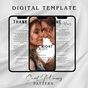 Wedding Video Invitation Template, Animated Wedding Invitation with RSVP, Details & Program, Add Your Own Photo and Music, Canva