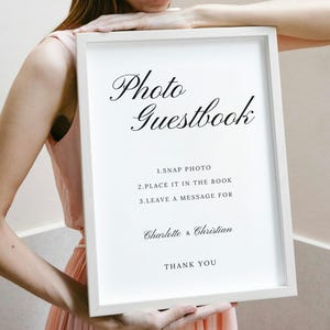 Polaroid Guestbook Sign Instax Photo Minimalist Wedding Sign Printable Template #Char