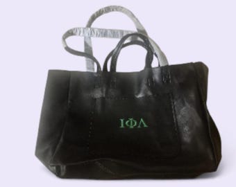 Embroidered Black satchel