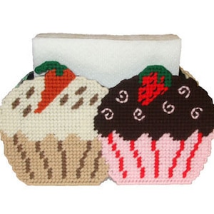 Gourmet Cupcakes Serviettenhalter Kunststoff Leinwand PDF NUR MUSTER **Kein fertiges Produkt**