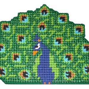 Pretty Peacock Coaster Set and Napkin Holder Plastic Canvas PDF PATTERN ONLY Not Finished Product image 1