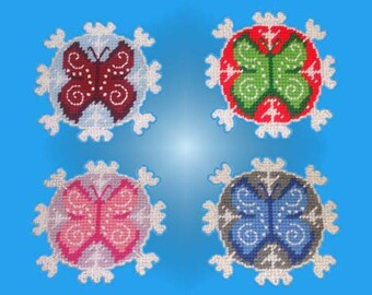 Butterfly Snowflake Danglers Plastic Canvas PDF PATTERN ONLY  **Not Finished Product**