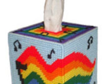 Merry Melodies Tissue Box Cover Plastic Canvas PDF PATTERN ONLY  **Not Finished Product**