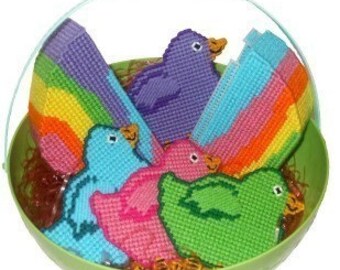 Easter Chicks Coaster Set Plastic Canvas PDF PATTERN ONLY  **Not Finished Product**