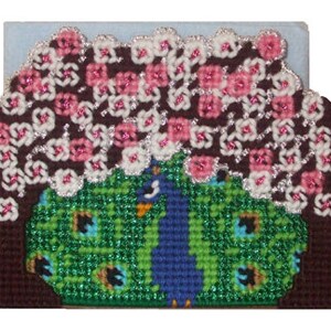 Pretty Peacock Coaster Set and Napkin Holder Plastic Canvas PDF PATTERN ONLY Not Finished Product image 2
