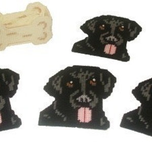 Black Labrador Coaster Set w/Bonus Plastic Canvas PDF PATTERN ONLY Not Finished Product image 2