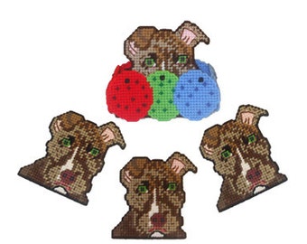 Brindle Pit Bull Coaster Set Plastic Canvas PDF PATTERN ONLY  **Not Finished Product**