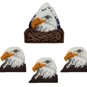 Eagle Head Coaster Set Plastic Canvas PDF PATTERN ONLY Not Finished Product image 1
