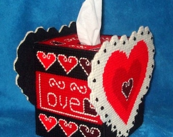 Heart Doilies Tissue Box Cover Plastic Canvas PDF PATTERN ONLY  **Not Finished Product**