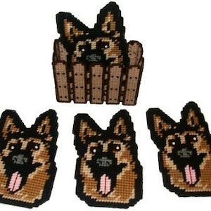 German Shepherd Coaster Set Plastic Canvas PDF PATTERN ONLY  **Not Finished Product**