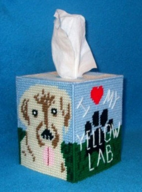 Yellow Labrador Tissue Box Cover Plastic Canvas PDF PATTERN ONLY  **Not Finished Product**