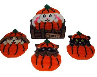 Pumpkin Patch Cuties Coaster Set Plastic Canvas PDF PATTERN ONLY  **Not Finished Product**