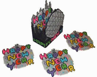 New Year's Eve Ball Drop Coaster Set Plastic Canvas PDF PATTERN ONLY  **Not Finished Product**