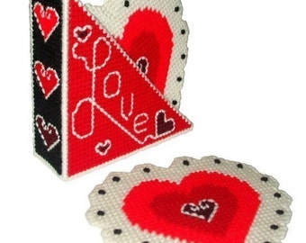 Heart Doilies Coaster Set Plastic Canvas PDF PATTERN ONLY  **Not Finished Product**
