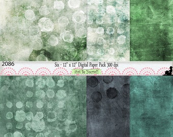 12 x 12 inch Mixed Media Green Cream White Painted Digital Background Papers Instant Download Set of 6 JPEG Commercial Use 2086