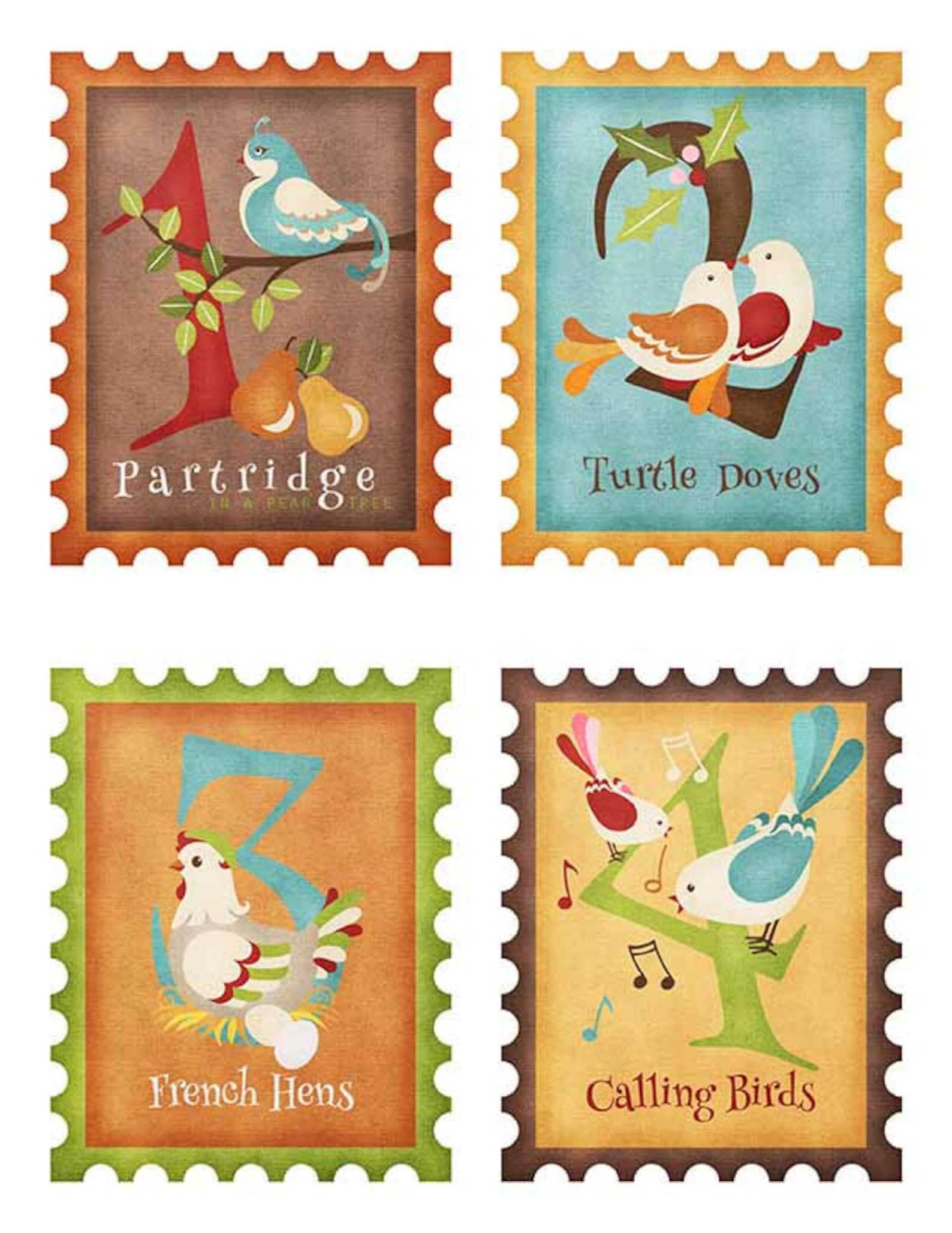 12 Days of Christmas Greeting Card Fronts 12 Images on Set of THREE ...