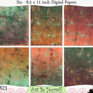 Grungy Green Gold e Burgundy Painted Printable Digital Art Papers Download istantaneo Set di 6 - 8,5 x 11 pollici JPEG e PDF Uso commerciale 1823