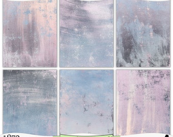 Sunset Hues Pink Blue Gray Painted Digital Prints Instant Download Set of 6 - 8.5 x 11 inch Printable Papers JPEG & PDF Commercial Use 1873