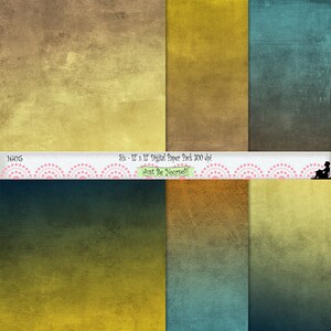 12 x 12&quot; Grungy Blue and Gold Digital Scrapbook Background Paper Instant Download Set of 6 Digital Prints JPEG Commercial Use 1605