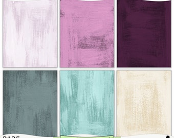 Pink Teal Plum Painted Digital Papers Instant Download Set of 6 - 8.5 x 11 inch Printable Cardstock JPEG & PDF Commercial Use 2125