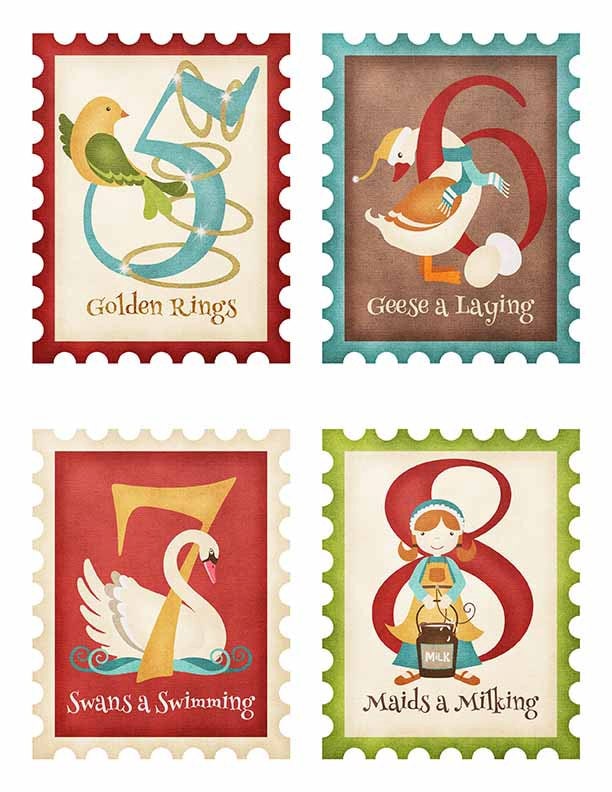 12 Days of Christmas Greeting Card Fronts 12 Images on Set of THREE ...