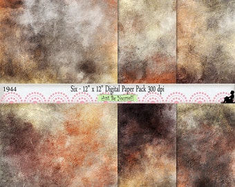 12 x 12 inch Grungy Orange Taupe Maroon Scrapbook Background Papers Instant Download Set of 6 Digital Cardstock JPEG Commercial Use 1944