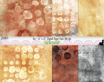 12 x 12 inch Mixed Media Beige Gold Orange Charcoal Painted Digital Background Papers Instant Download Set of 6 JPEG Commercial Use 2081