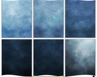 Just Blue Hues Distressed Digital Prints Instant Download Set of 6 - 8.5 x 11 inch Printable Papers JPEG and PDF Commercial Use 1224