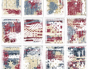 Grungy rosso bianco e blu carta stampabile digitale patriottica Download istantaneo Set di 12 - 8,5 x 11 pollici JPEG e PDF uso commerciale 1019