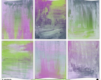 Purple and Green Painted Layers Digital Art Prints Instant Download Set of 6 - 8.5 x 11 inch Printable Papers JPEG & PDF (1773)