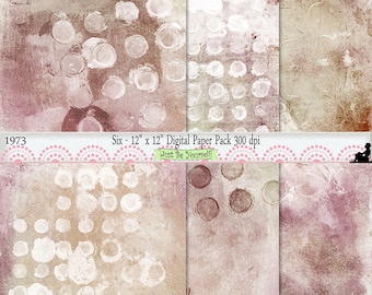 12 x 12 inch Shabby Beige Brown Pink Scrapbook Background Papers Instant Download Set of 6 Digital Cardstock JPEG Commercial Use 1973