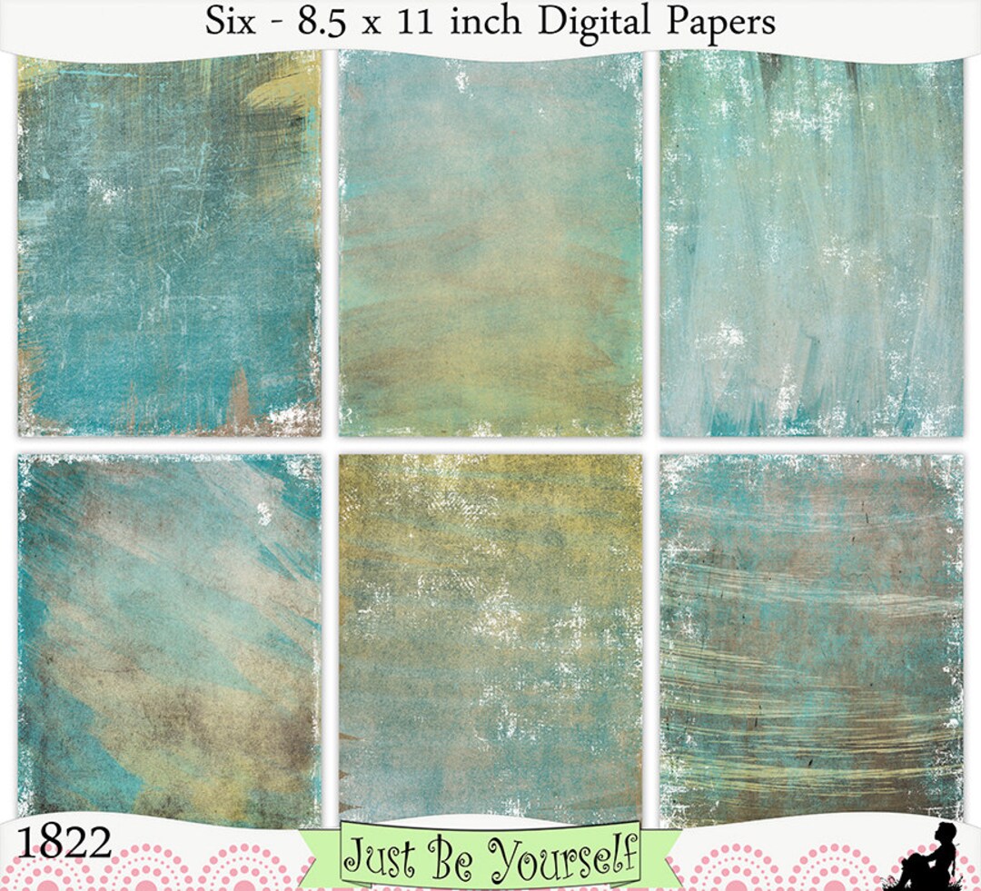 Distressed Brown Gold Turquoise Painted Digital Printable Papers ...