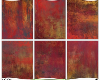 Grungy Gold Red and Gray Painted Digital Prints Instant Download Set of 6 - 8.5 x 11 inch Printable Prints JPEG & PDF Commercial Use 1867