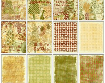 Christmas Carol Green Red Cream Brown Printable Digital Prints Instant Download Set of 12 - 8.5 x 11 inch  JPEG & PDF Commercial Use 1245