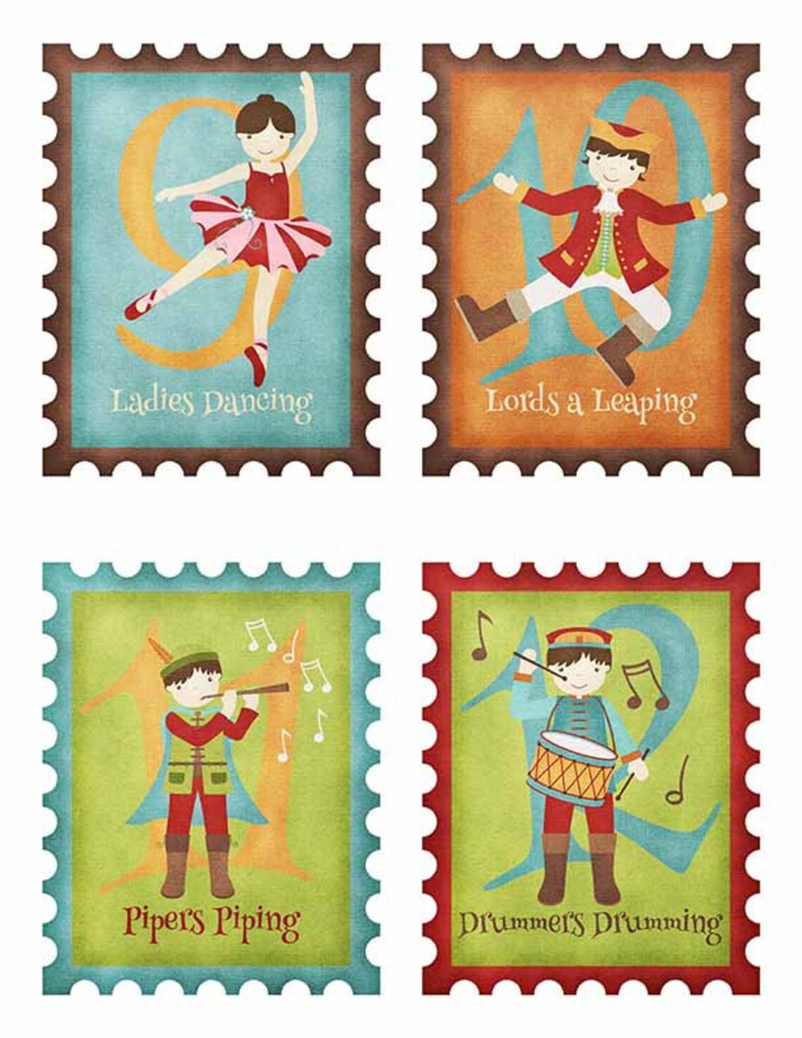12 Days of Christmas Greeting Card Fronts 12 Images on Set of THREE ...