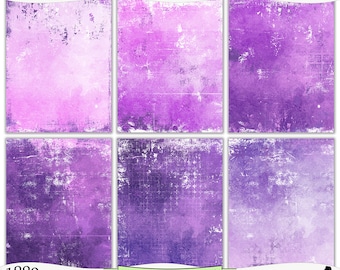 Shabby Violet Painted Digital Art Prints Instant Download Set of 6 - 8.5 x 11 inch Printable Papers JPEG & PDF Commercial Use 1889
