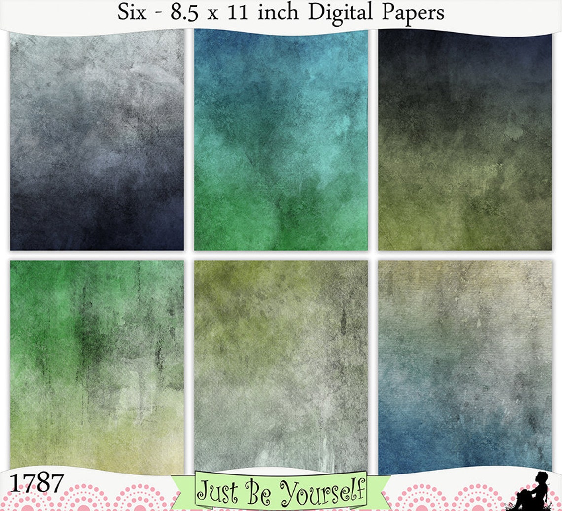 Grungy Blue and Green Printable Papers Instant Download Set of 6 - 8.5 ...