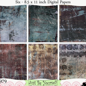 Grungy Blu Borgogna Beige Verniciato Stampe digitali Download istantaneo Set di 6 - 8,5 x 11 pollici Carta stampabile JPEG e PDF Uso commerciale 1979