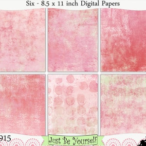 Distressed Pink Painted Digital Prints Instant Download Set of 6 - 8.5 x 11 inch Printable Papers JPEG & PDF Commercial Use 1915