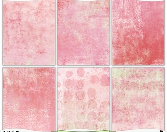 Distressed Pink Painted Digital Prints Instant Download Set of 6 - 8.5 x 11 inch Printable Papers JPEG & PDF Commercial Use 1915