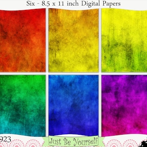 Red Orange Yellow Green Blue Purple Digital Prints Instant Download Set of 6 - 8.5 x 11 inch Printable Papers JPEG & PDF Commercial Use 1923