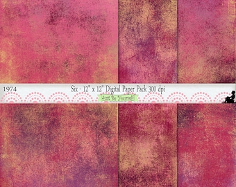 12 x 12 inch Grungy Yellow Purple Pink Red Painted Scrapbook Background Papers Instant Download Set of 6 Cardstock JPEG Commercial Use 1974
