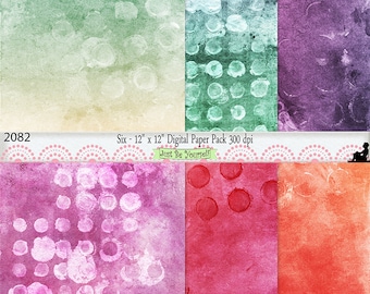 12 x 12 inch Mixed Media Green Purple Pink Coral Painted Digital Background Papers Instant Download Set of 6 JPEG Commercial Use 2082
