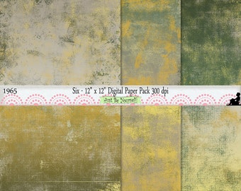 12 x 12 inch Shabby Gray Green Yellow Painted Background Papers Instant Download Set of 6 Digital Cardstock JPEG Commercial Use 1965