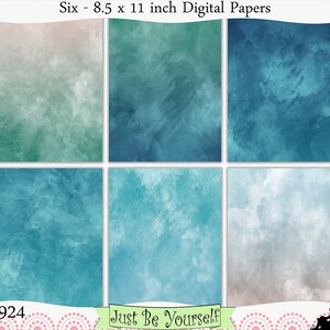 Distressed Green and Blue Sea Tones Digital Papers Instant Download Set of 6 - 8.5 x 11 inch Printable Papers JPEG & PDF Commercial Use 1924