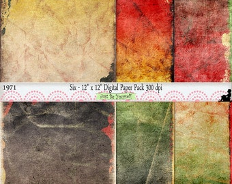 12 x 12 inch geel roest bruin groen Scrapbook achtergrondpapieren Instant Download Set van 6 digitale Cardstock JPEG commercieel gebruik 1971