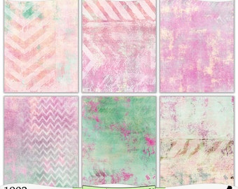 Shabby Pink and Green Painted Printable Papers Instant Download Set of 6 - 8.5 x 11 inch Digital Prints JPEG & PDF Commercial Use 1902