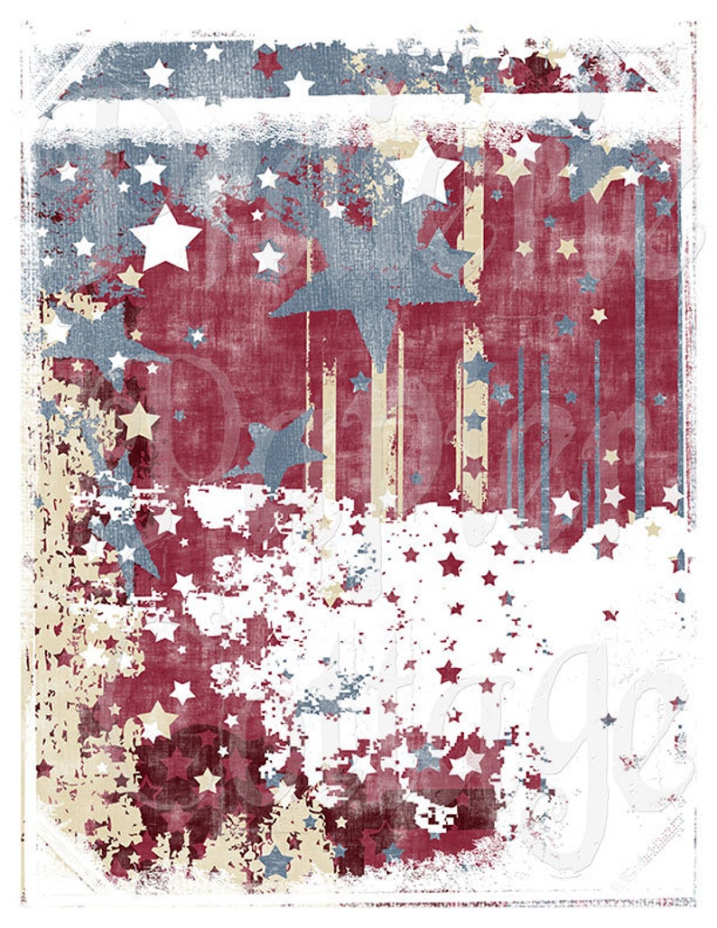 Grungy Red White and Blue Patriotic Digital Printable Papers Instant Download Set of 12 8.5 x 11 inches JPEG & PDF Commercial Use 1019 image 3